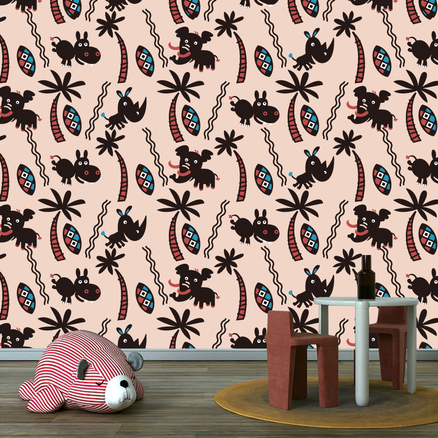 Baby Nursery Peel And Stick Wallpaper - Cartoon Custom Peel en Stick Behang